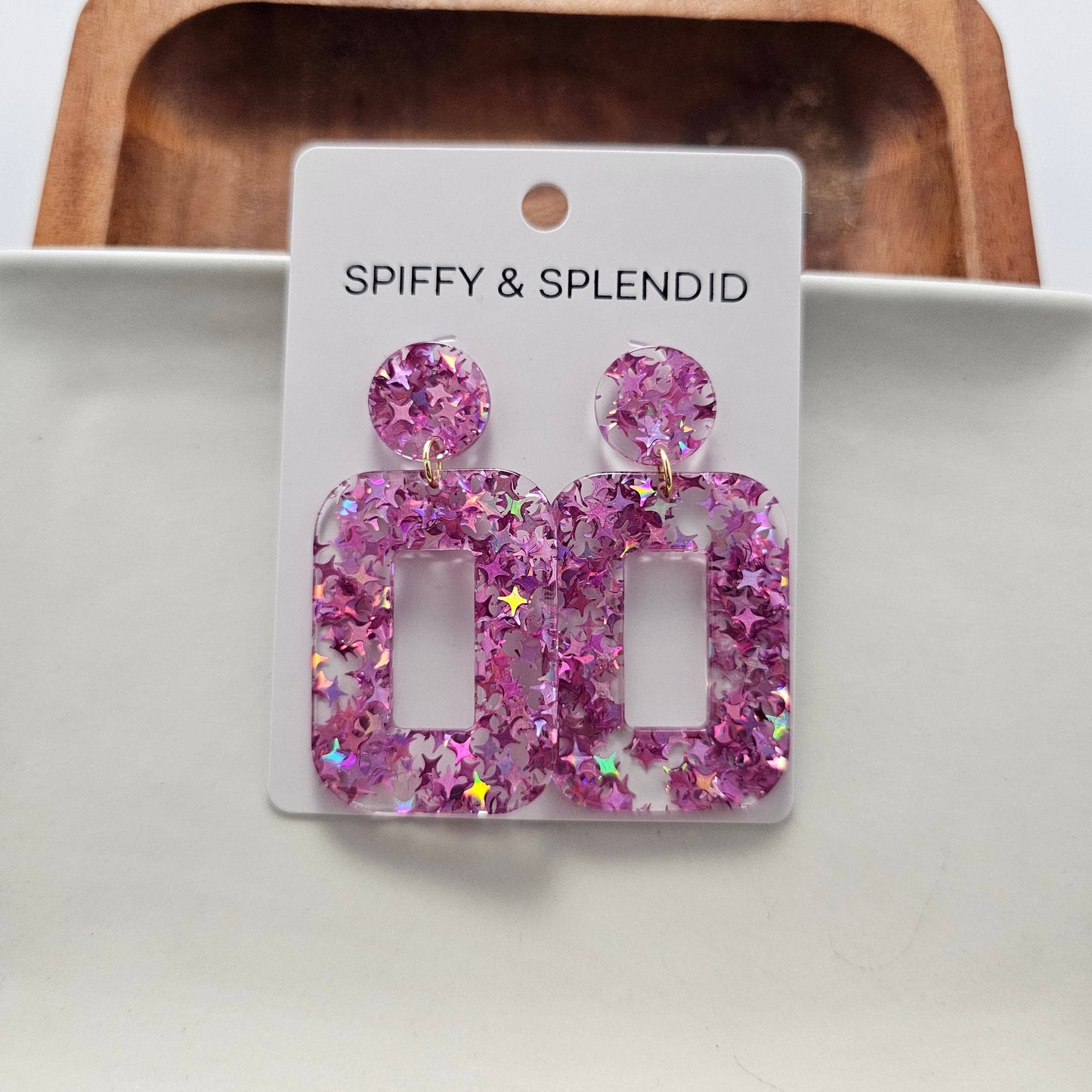 Margot Earrings - Pink Glitter // Spring, Summer, Sparkle