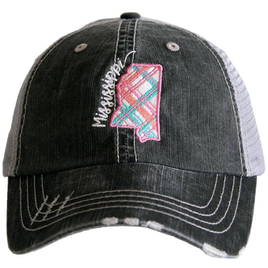 Mississippi Pastel Plaid Trucker Hats