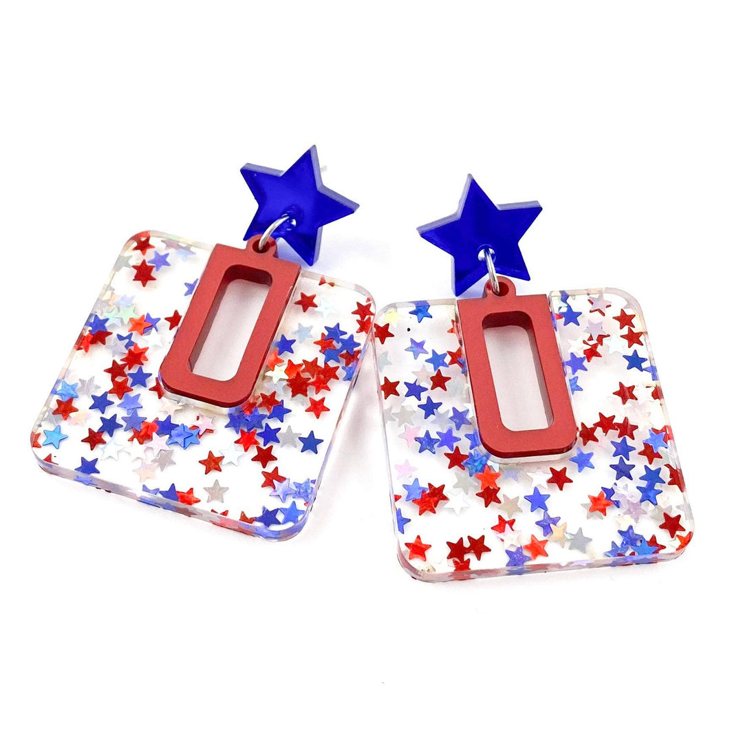 1.5" Liberty Bellas - Patriotic Acrylic Earrings