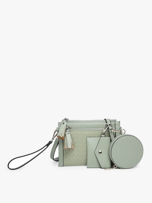 Mirabel Woven Double Zip Crossbody/Wallet w/ Pouches