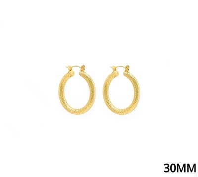 Gold Textured 1.2" Aluminum Water Resistant Hoop Earring