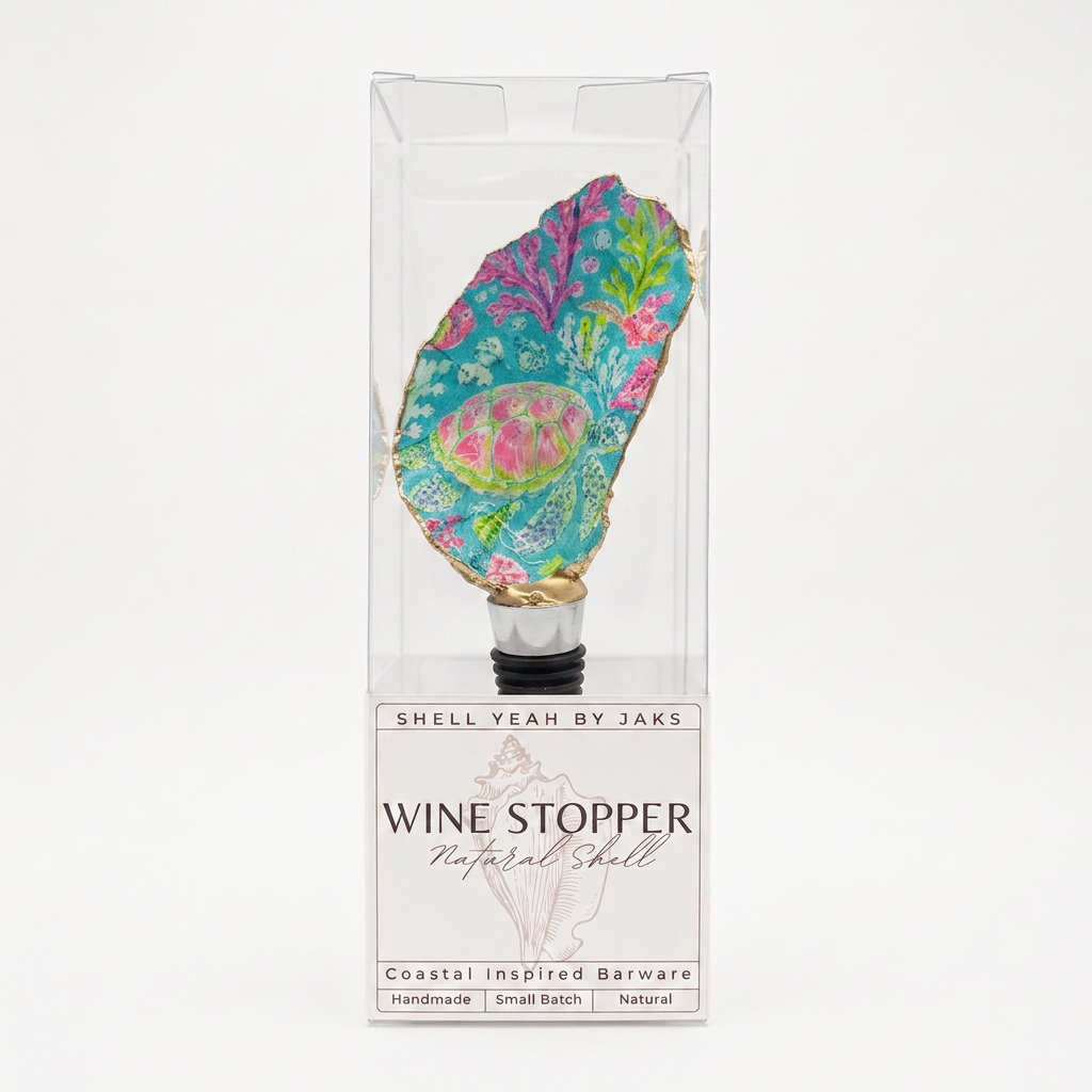 Sea Turtle Reef Oyster Shell Wine Stopper