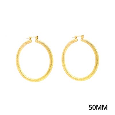 Gold Textured 2" Aluminum Water Resistant Hoop Earring