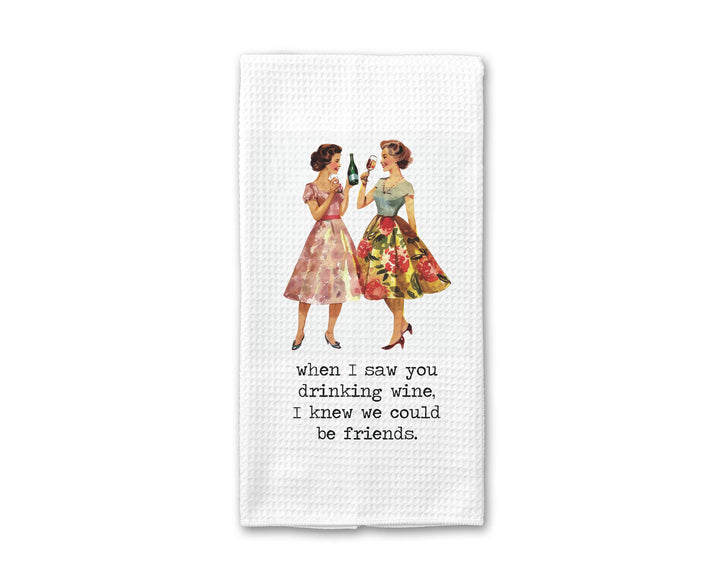 Friends Drinking Wine Towel