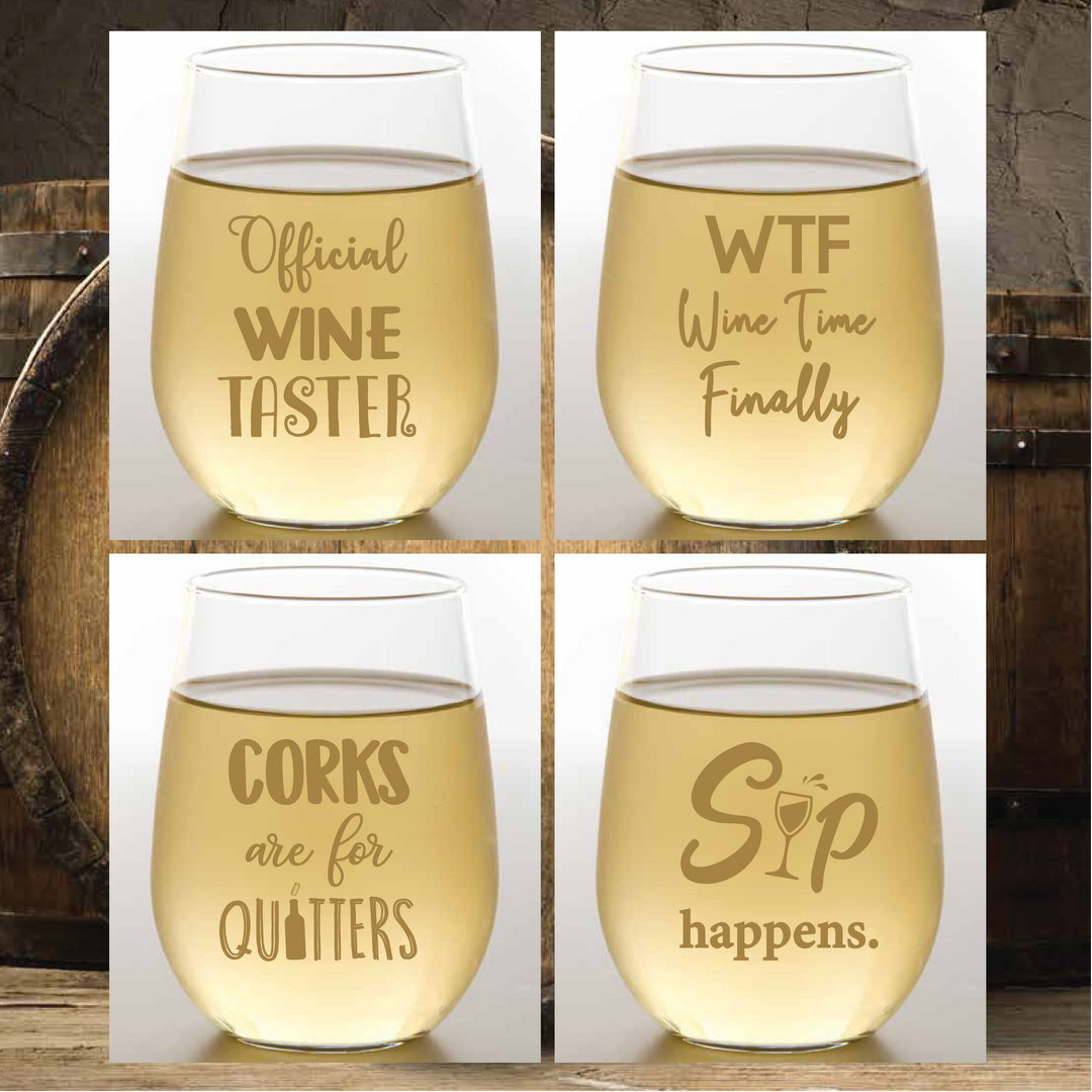 WINE LOVERS GOLD Unbreakable Tritan Plastic Wine Glasses