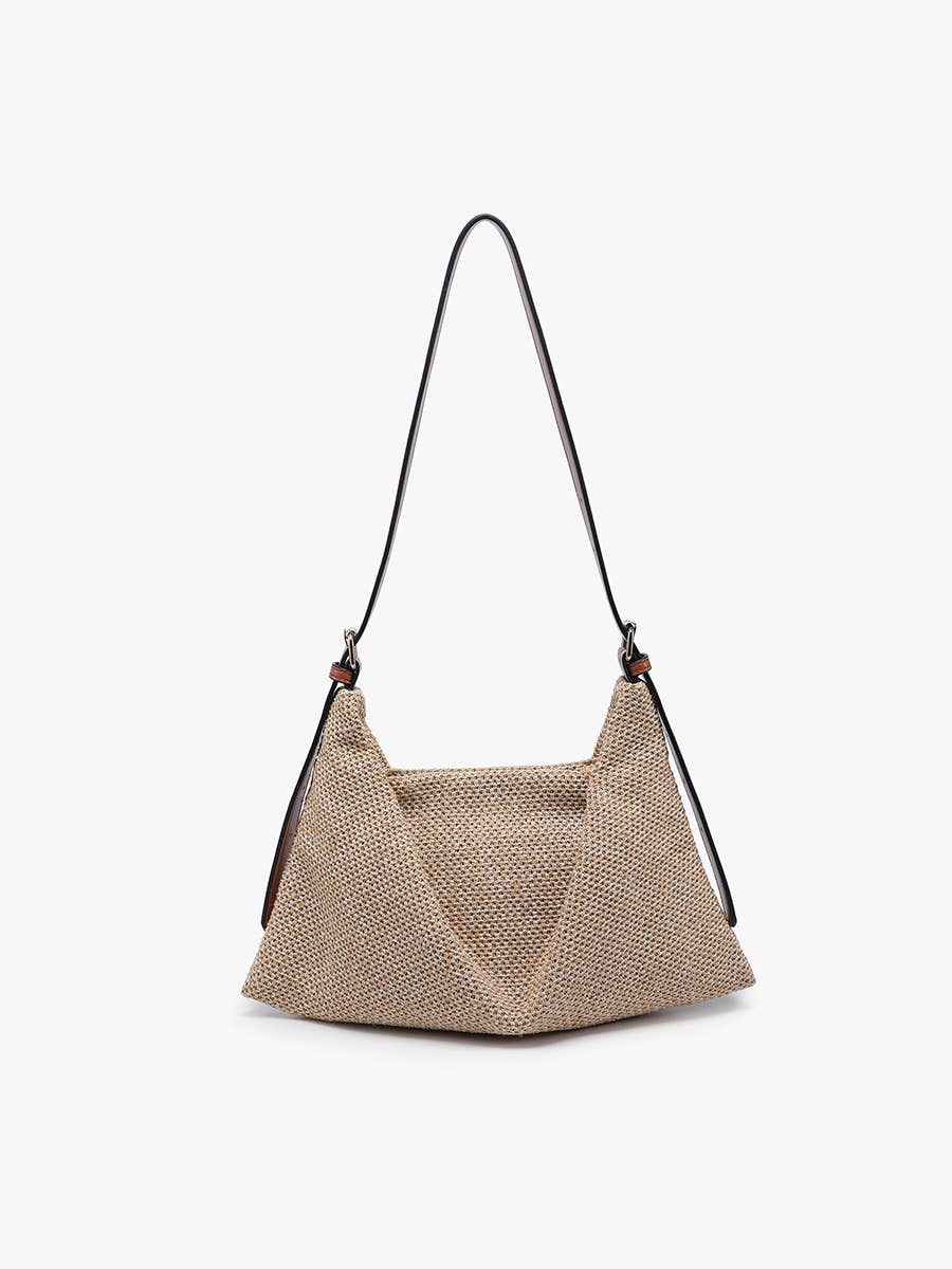 Samantha Soft Straw Woven Shoulder Bag w/ Snap Closure