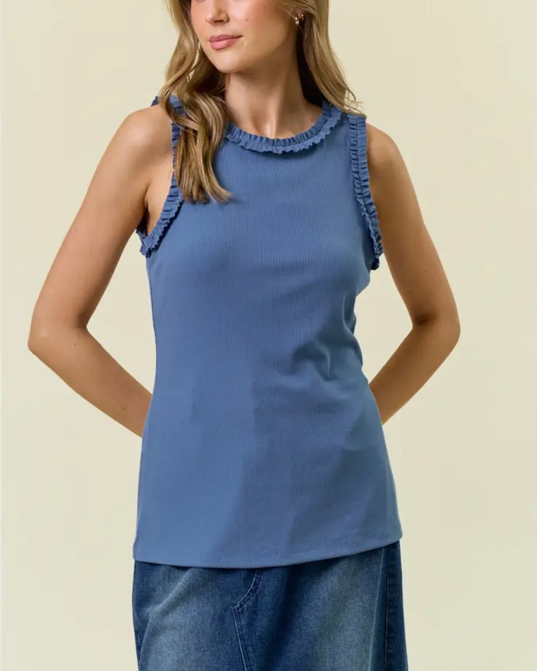 Knit Tank with Ruffle Detail