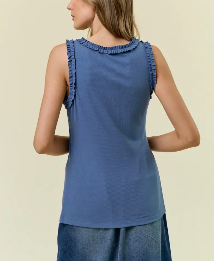 Knit Tank with Ruffle Detail