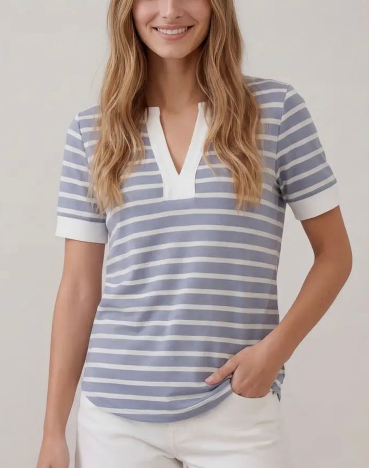 Stripe Short Sleeve Top
