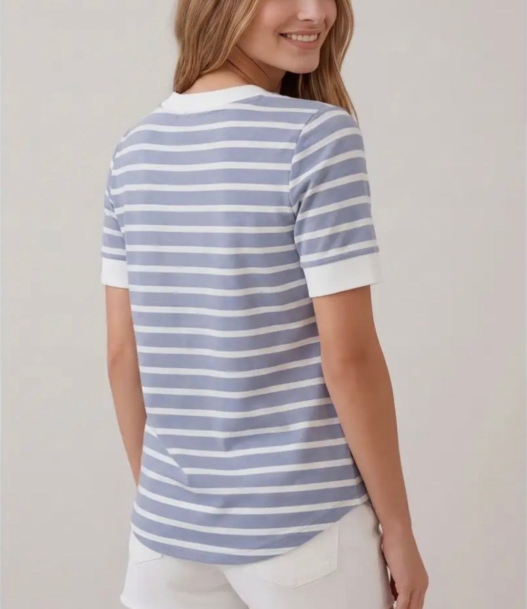 Stripe Short Sleeve Top