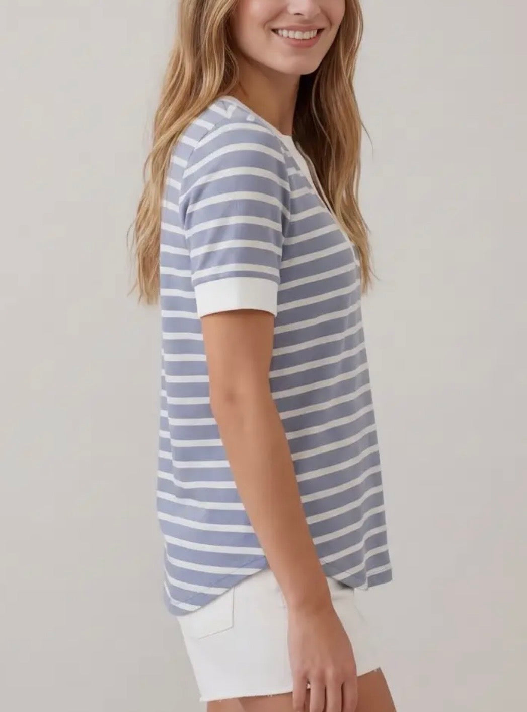 Stripe Short Sleeve Top