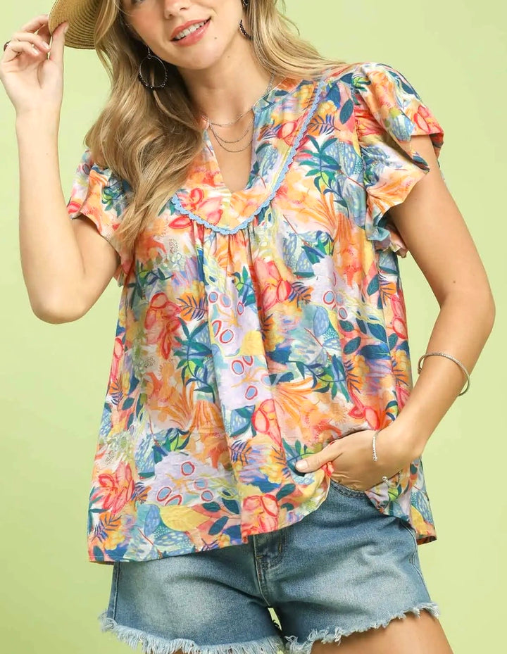 Abstract Floral Blouse