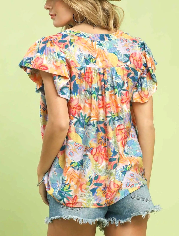 Abstract Floral Blouse