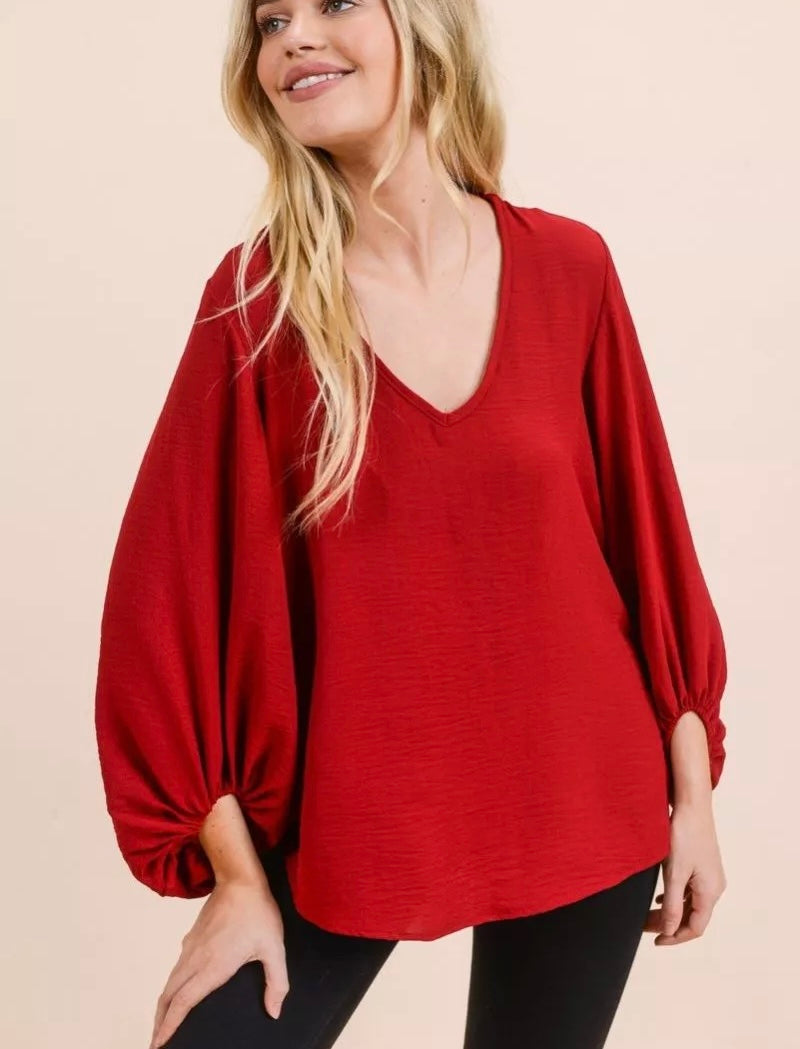 Balloon Sleeve Airflow Blouse (4 colors)