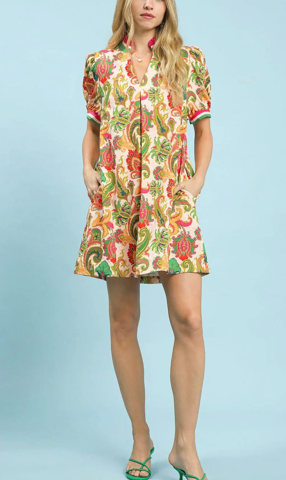 Jacquard Abstract Print Mini Dress