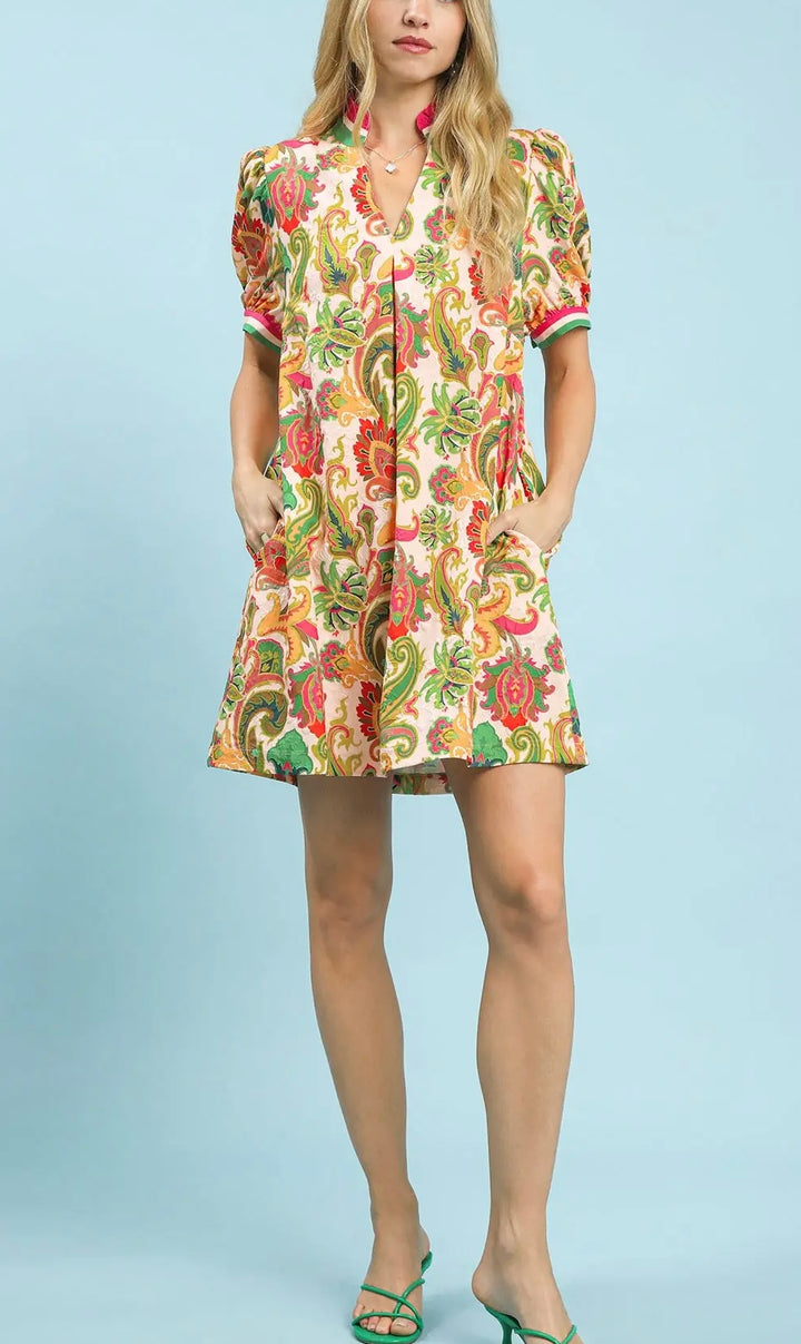Jacquard Abstract Print Mini Dress