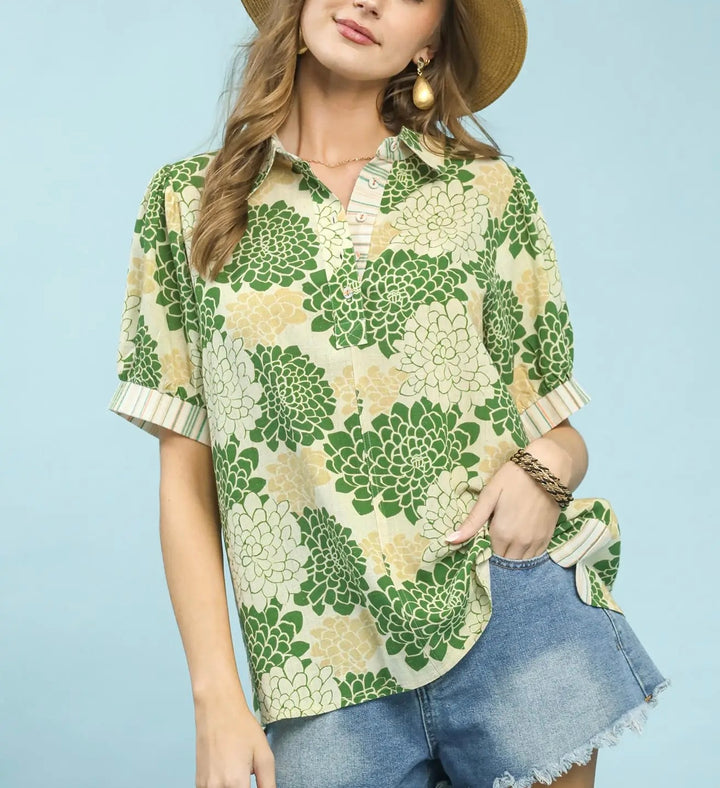 Floral Linen Blouse