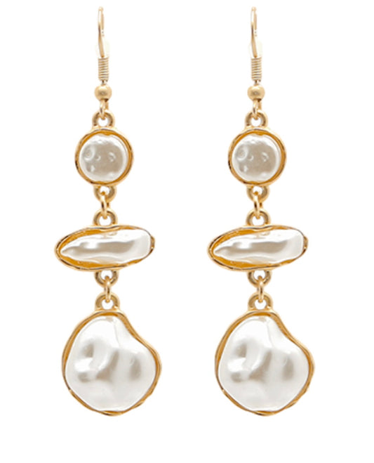 Geo Pearl Drop Earrings