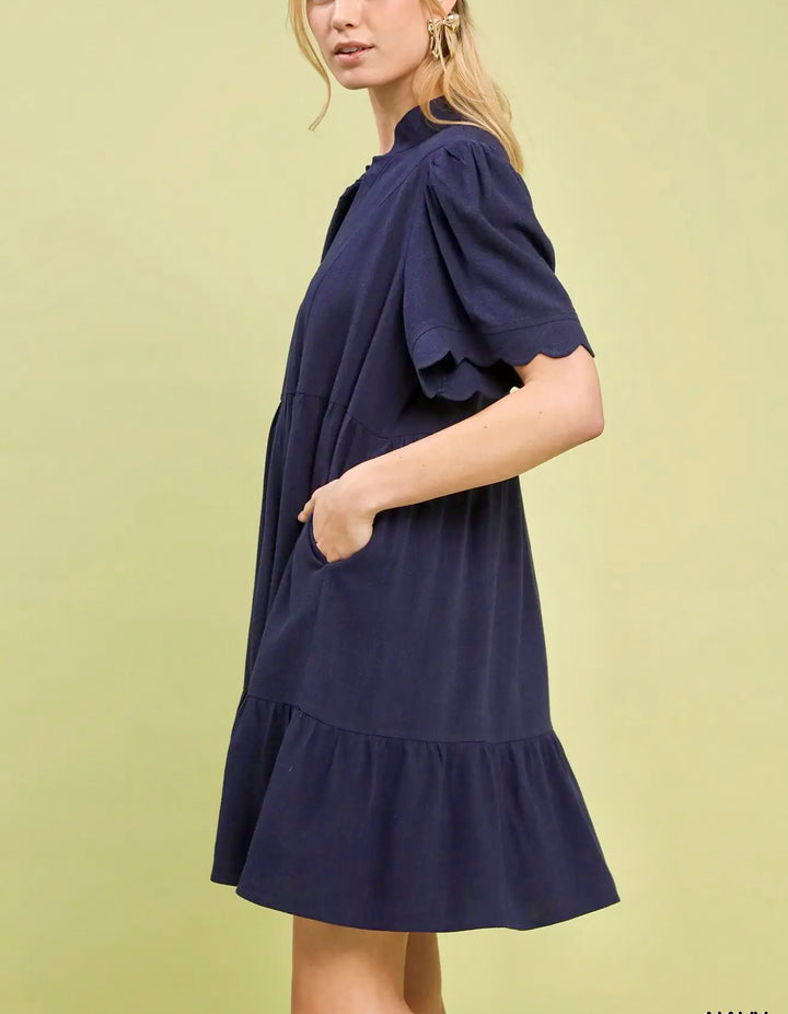Tiered Linen Dress