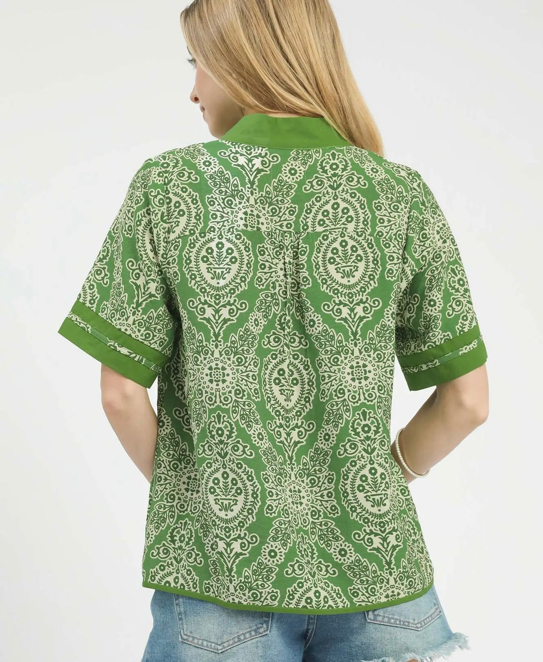 Contrast Abstract Print Blouse