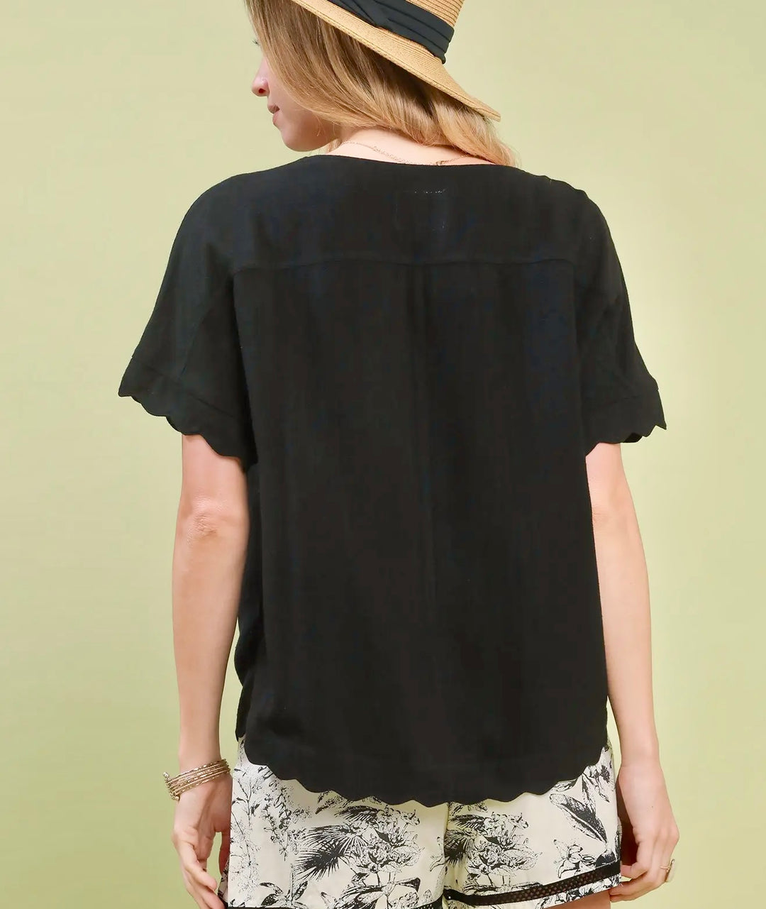 Scalloped Linen Blouse