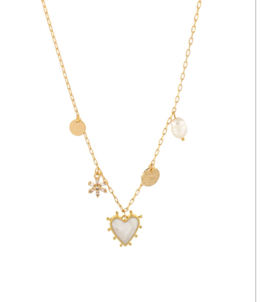 Heart & Multi Charm Necklace