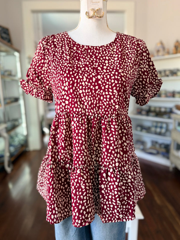 Dotted Babydoll Blouse