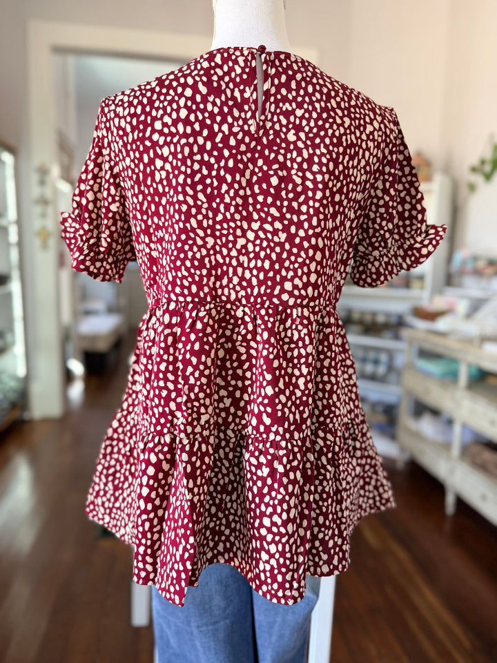 Dotted Babydoll Blouse