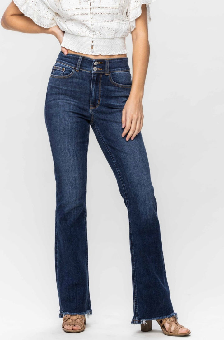 Judy Blue Feeling Fine HW Frayed Hem Bootcut Jeans