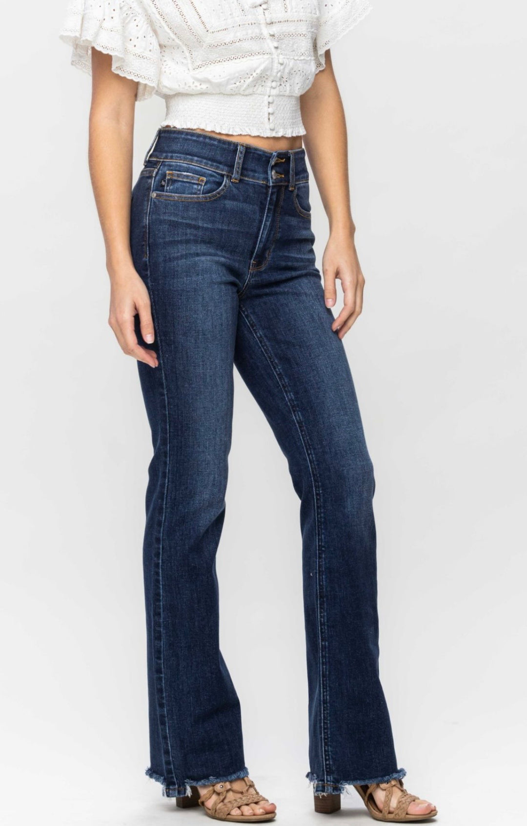 Judy Blue Feeling Fine HW Frayed Hem Bootcut Jeans