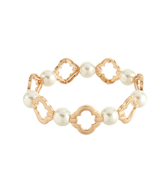 Open Clover & Pearl Bracelet