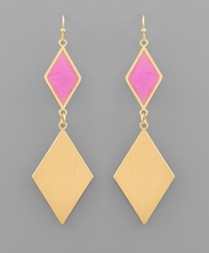 Color Double Diamond Earrings
