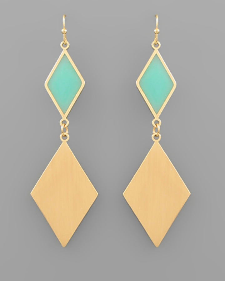 Color Double Diamond Earrings