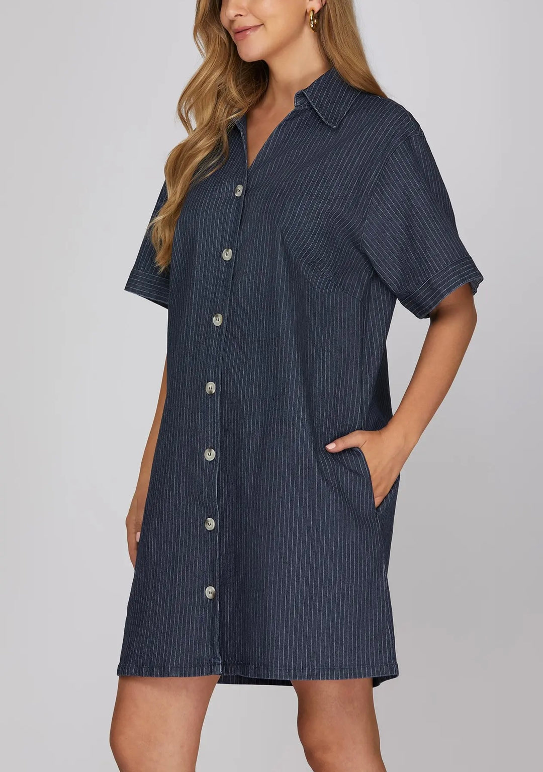 Pin Striped Denim Dress