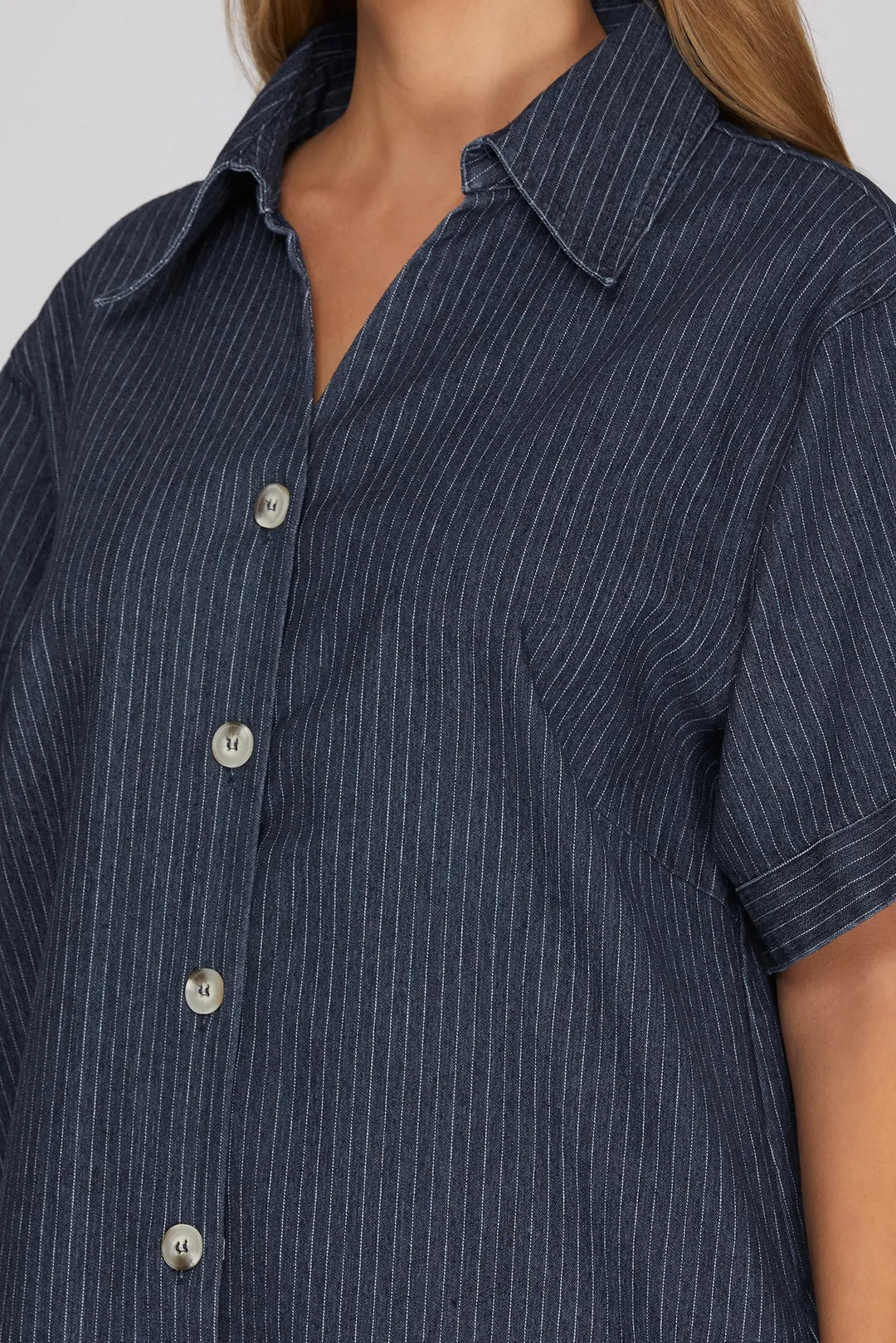 Pin Striped Denim Dress