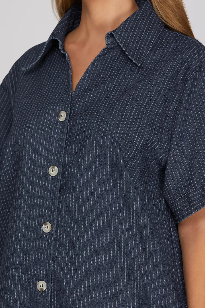 Pin Striped Denim Dress