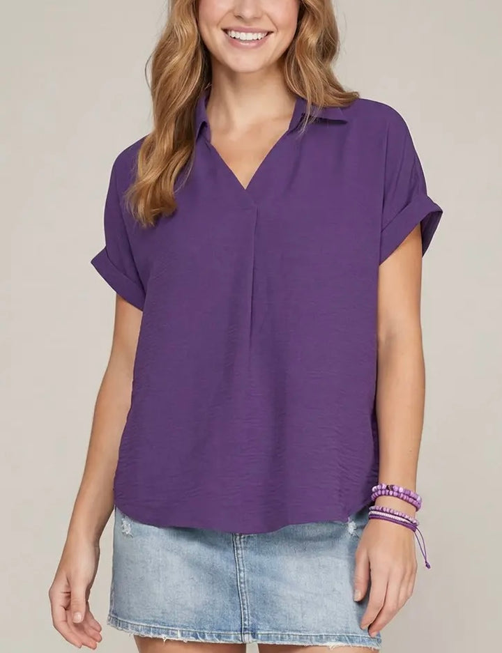 Collared Airflow Blouse (2 colors)