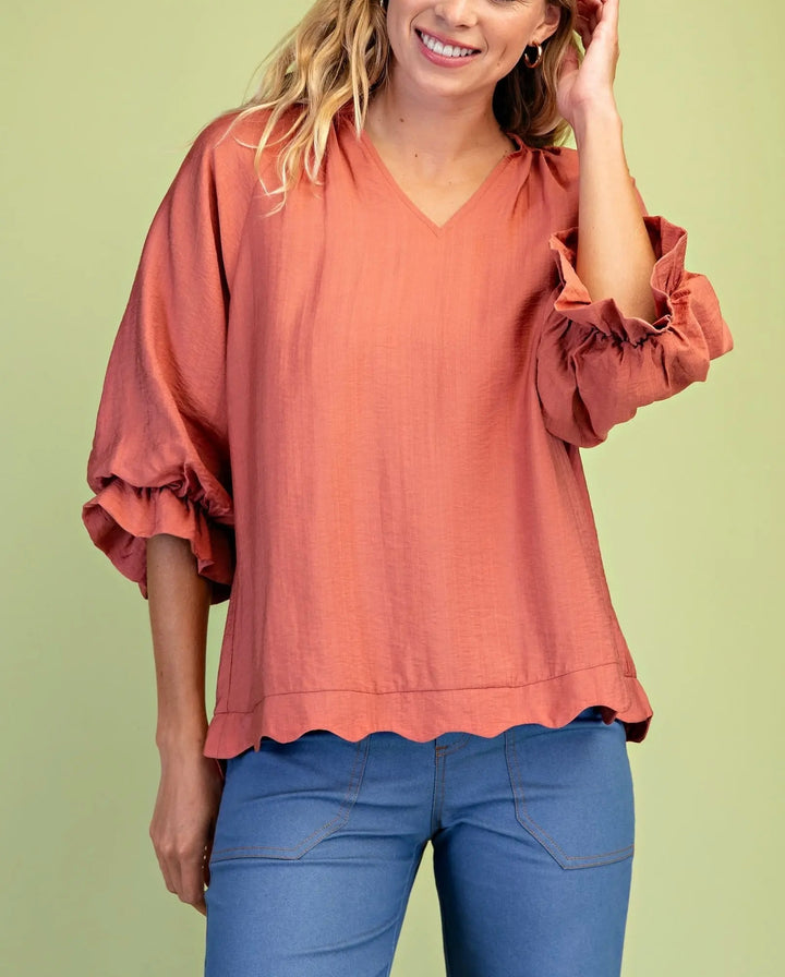 Gathered Sleeve Blouse (2 colors)