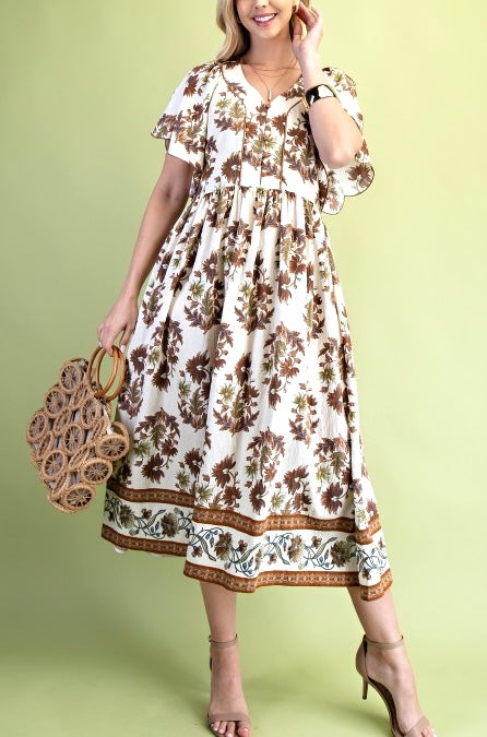 Fall Florals Midi Dress