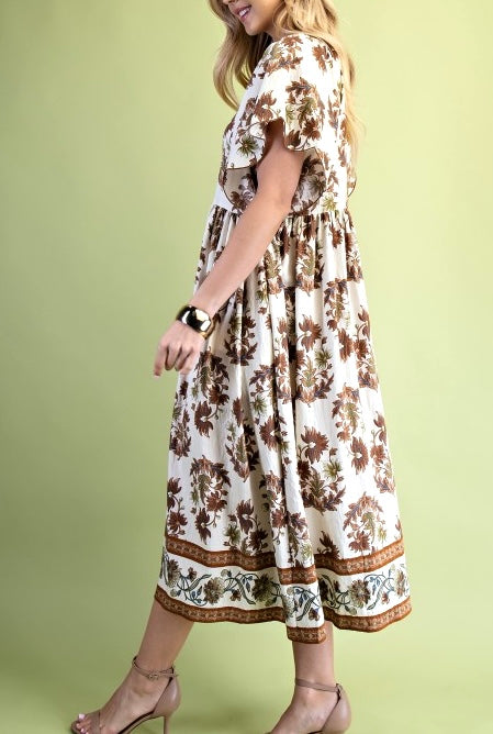 Fall Florals Midi Dress