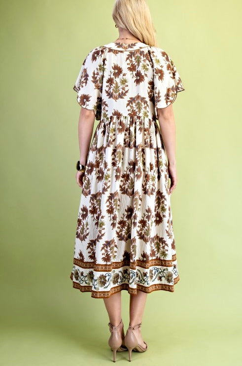 Fall Florals Midi Dress