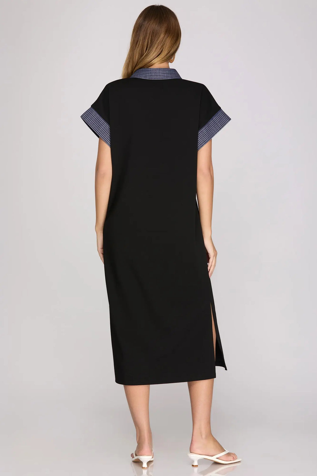 Contrast Trim Midi Dress