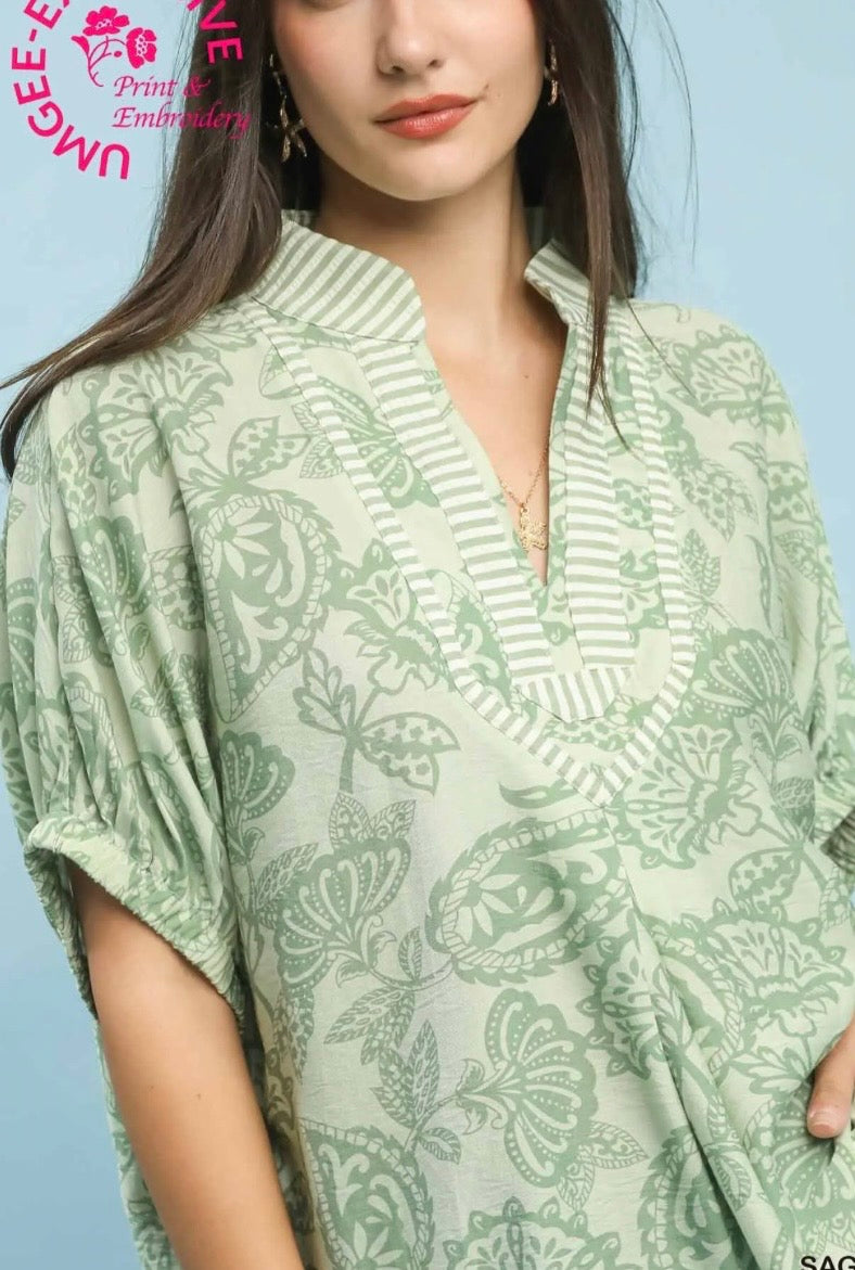 Sage Paisley Blouse