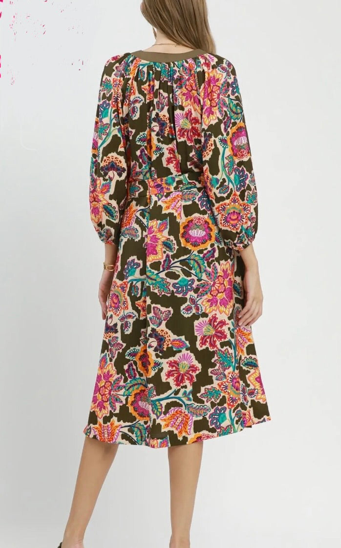 Abstract Print Midi Dress