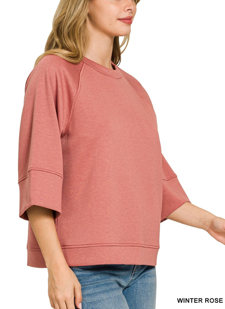 3/4 Sleeve Scuba Top (2 colors)