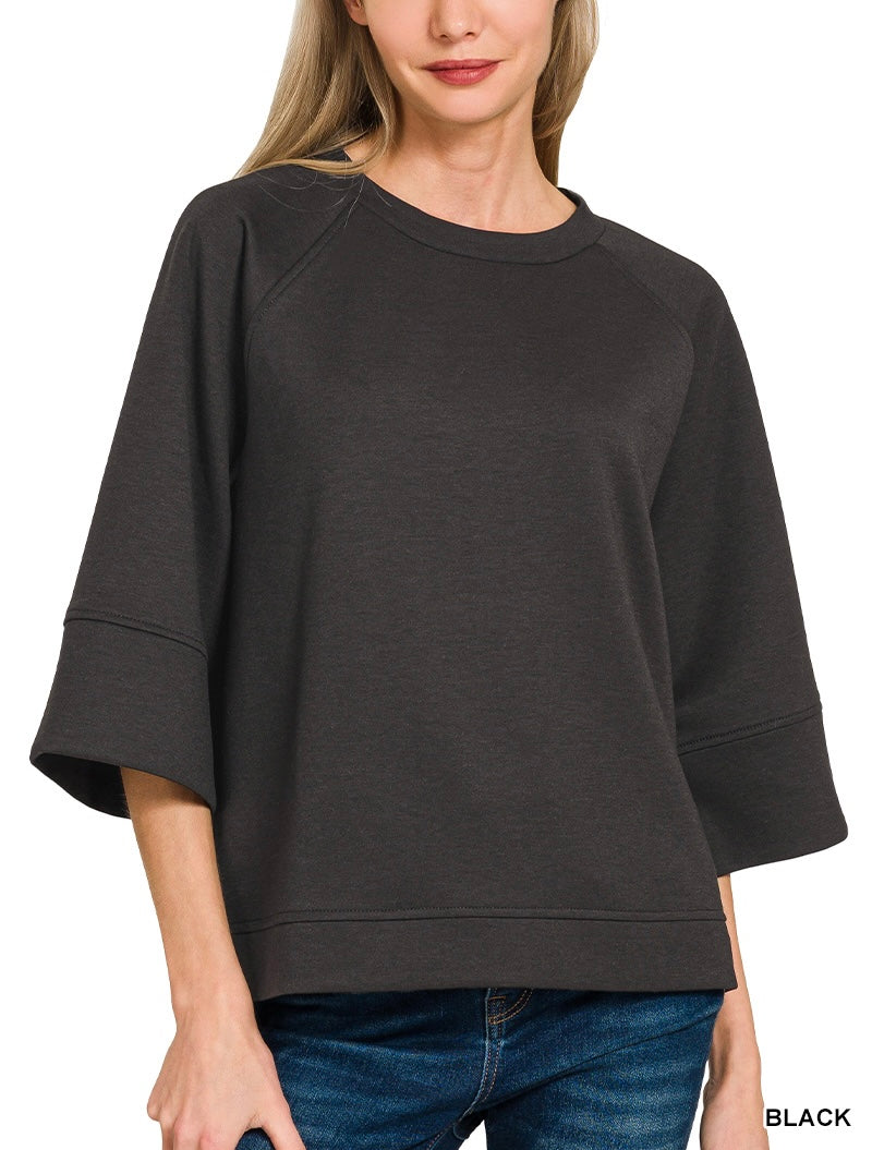 3/4 Sleeve Scuba Top (2 colors)