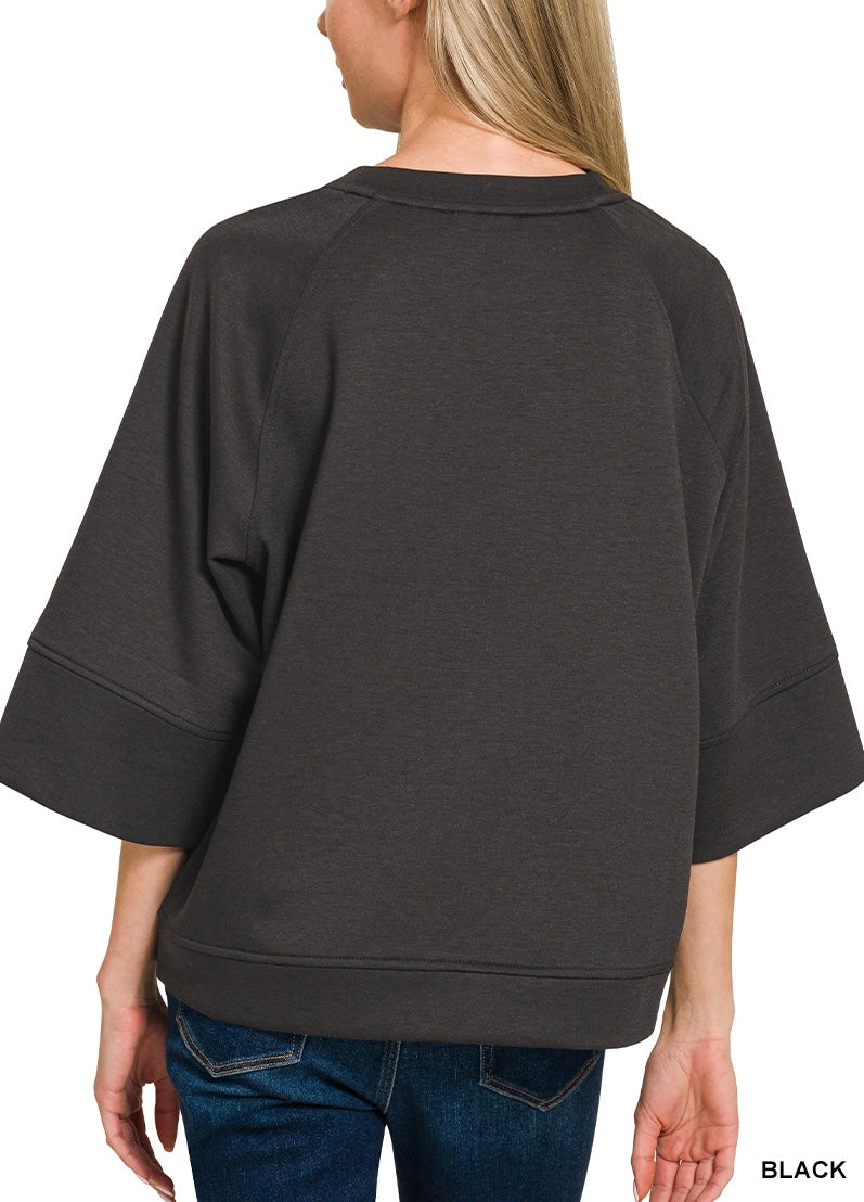 3/4 Sleeve Scuba Top (2 colors)