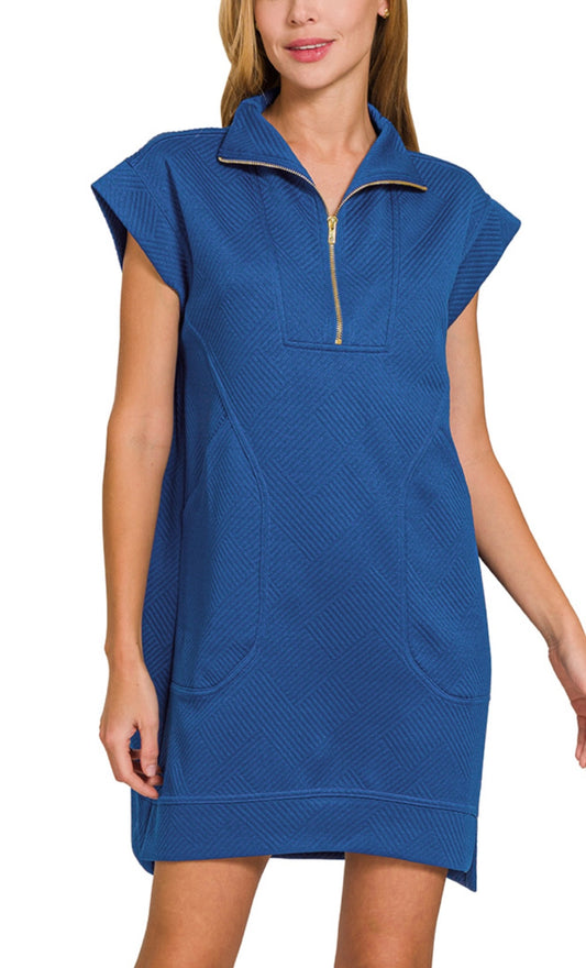 Textured Zip Up Dress (4 colors)