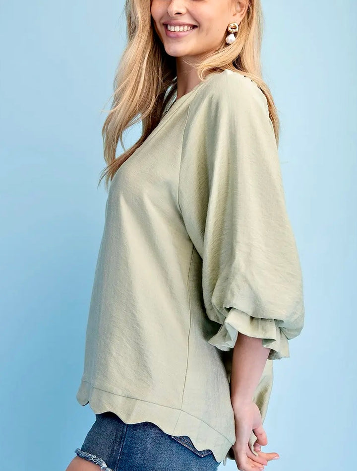 Gathered Sleeve Blouse (2 colors)