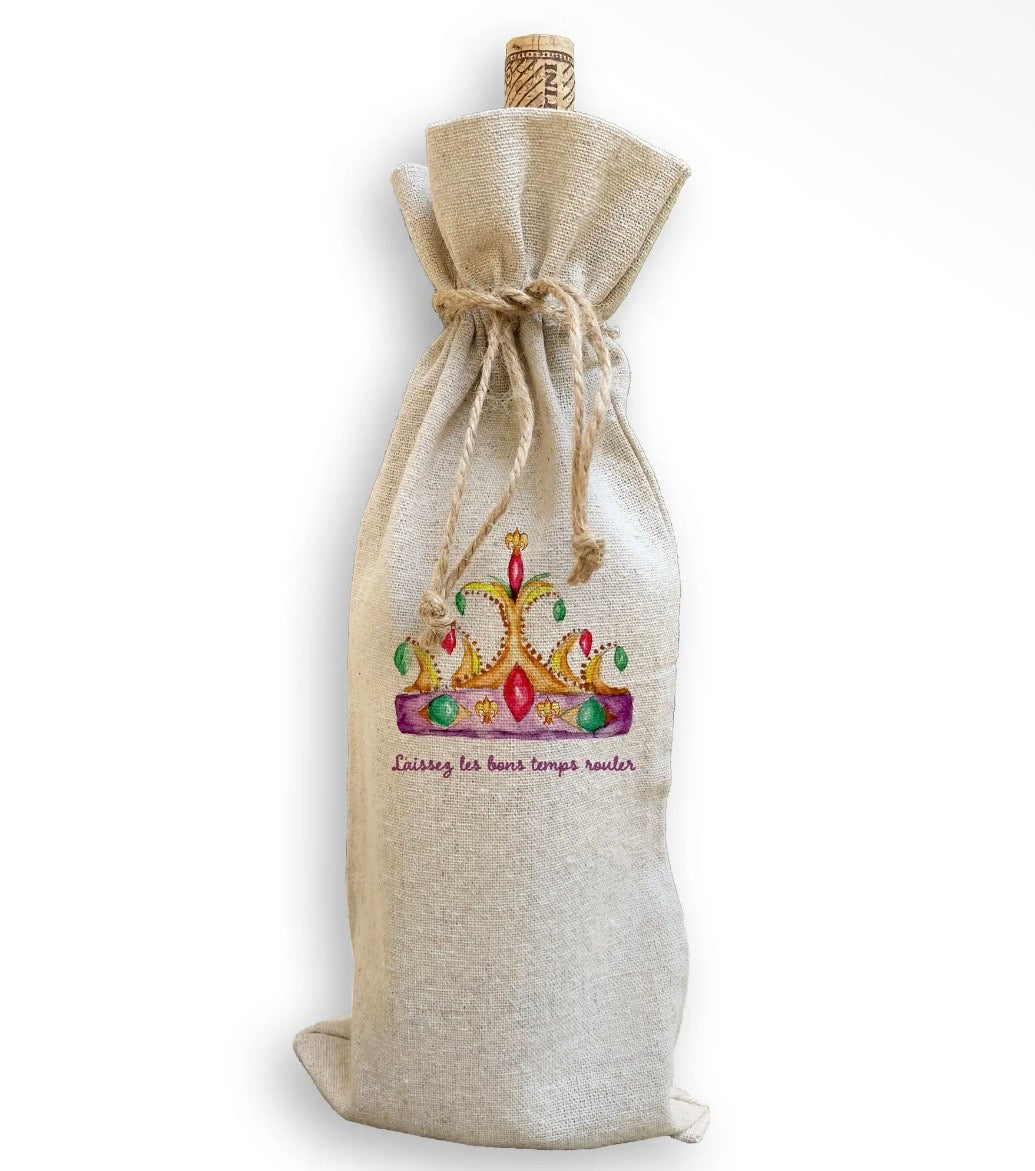 Mardi Gras Crown Wine Bag